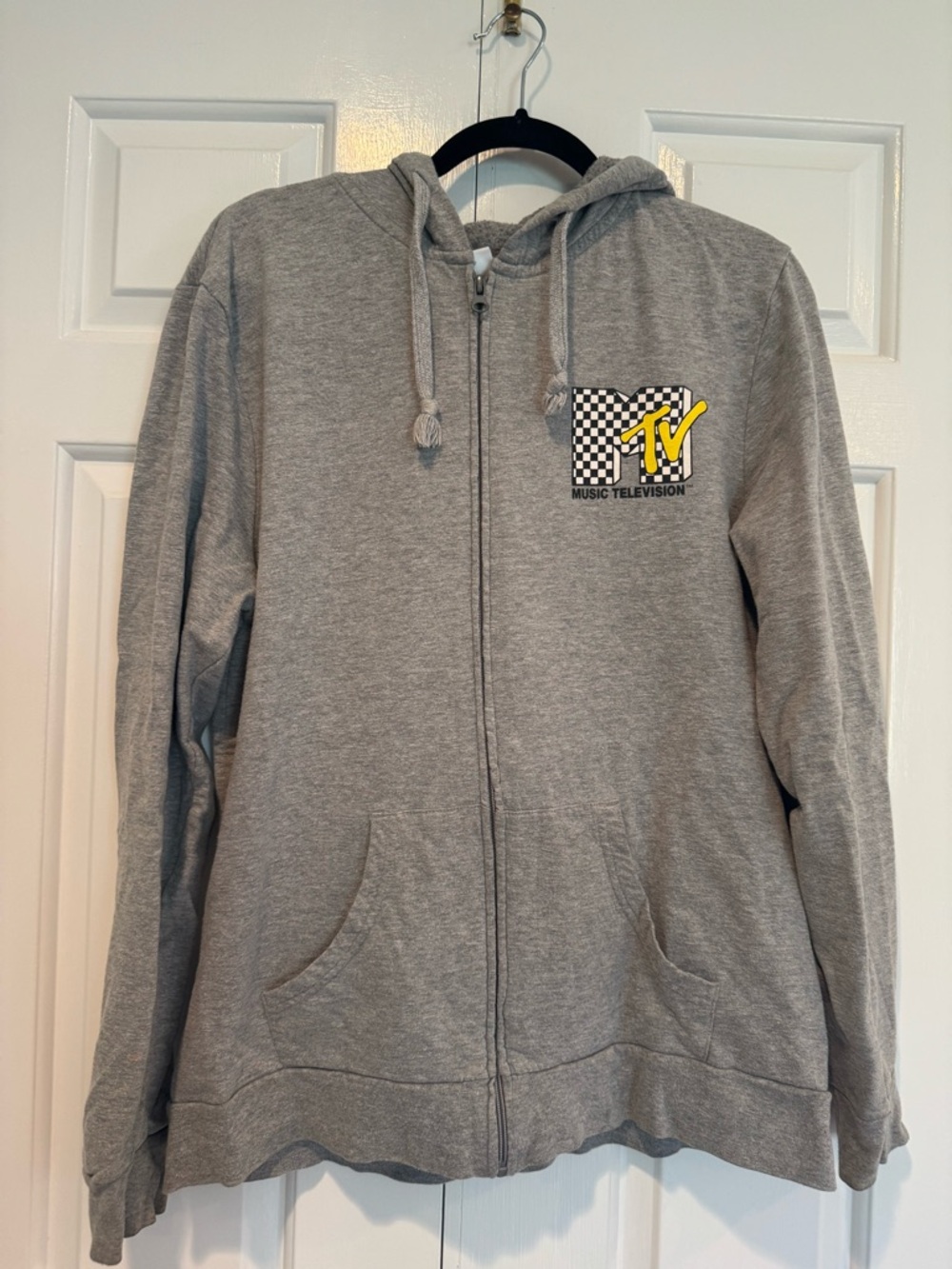 MTV Gray Zip Hoodie with Yellow Checkerboard Logo